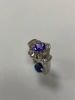 9ct white gold diamond and tanzanite ring - Image 3