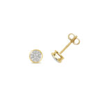 Diamond Pave Set Round Studs in 9ct Gold (1.3g) - Sakakini Jewellers Horsham