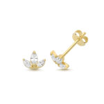 9ct Yel Gold Cz Lotus Studs - Sakakini Jewellers Horsham