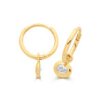 9ct Yel Gold Hinged Hoops W/ Cz Charms Earrings - Sakakini Jewellers Horsham
