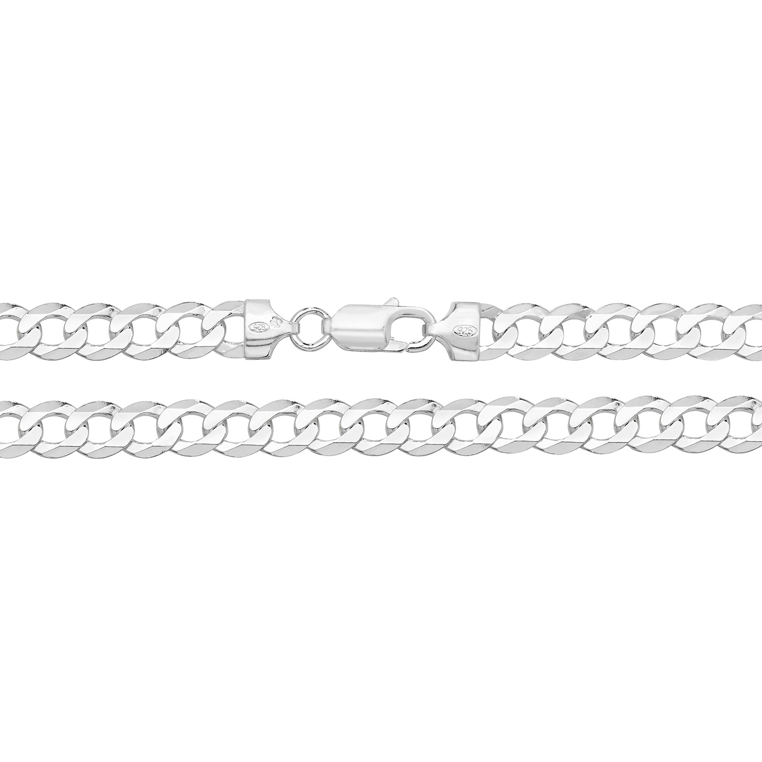 Silver Flat Curb Chain – Various Sizes 8mm, 20mm, 22mm, 24mm | Durable Silver Necklace Chain - Sakakini Jewellers Horsham
