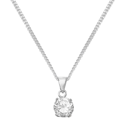 Traditional Silver Round Claw Set Cz Necklet - Sakakini Jewellers Horsham