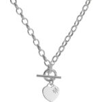 Silver T-Bar Heart Charm Necklet - Sakakini Jewellers Horsham