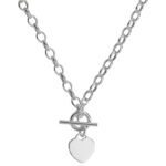 Silver T-Bar Heart Charm Necklet - Sakakini Jewellers Horsham