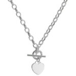 Silver T-Bar Heart Charm Necklet - Sakakini Jewellers Horsham