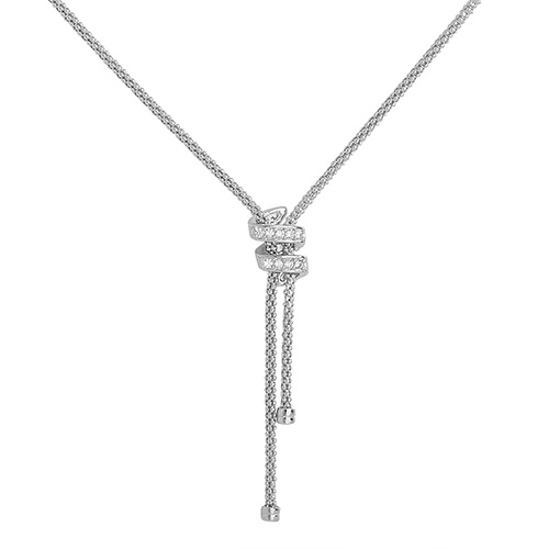 Silver Rhodium Plated Cz Set Spiral Mesh Necklet - Sakakini Jewellers Horsham