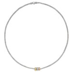 Silver Rhodium Plated Tricolour Gold Plated Rings Mesh Necklet - Sakakini Jewellers Horsham