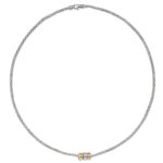 Silver Rhodium Plated Tricolour Gold Plated Rings Mesh Necklet - Sakakini Jewellers Horsham