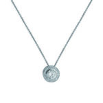 Silver Rhodium Plated Round Halo Cz Necklet - Sakakini Jewellers Horsham