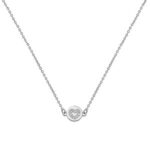 Silver Rhodium Plated Cz Heart Disc Necklet - Sakakini Jewellers Horsham