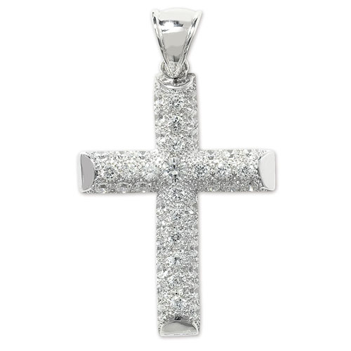 Silver Cz Cross Pendant - Sakakini Jewellers Horsham