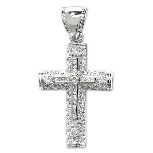 Elegant Silver Cz Cross Pendant - Sakakini Jewellers Horsham