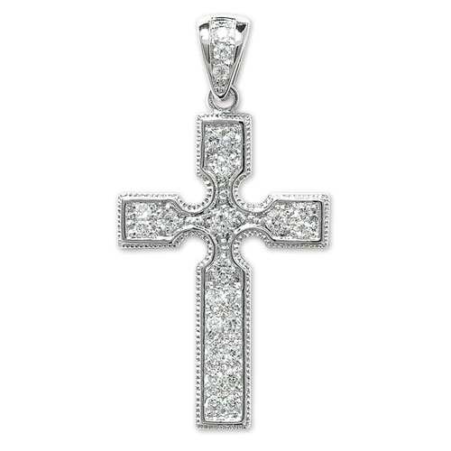 Refined Silver Cz Cross Pendant - Sakakini Jewellers Horsham