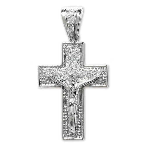 Silver Cz Crucifix Pendant - Sakakini Jewellers Horsham