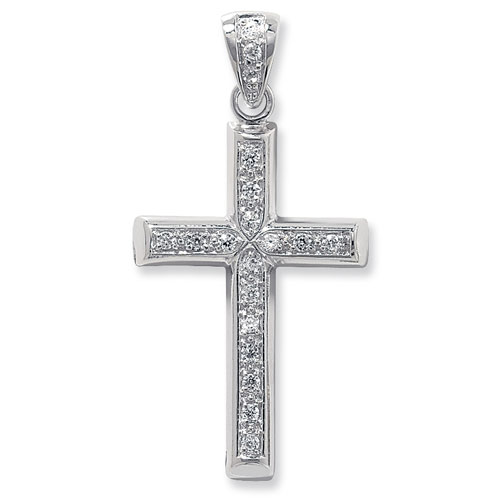 Timeless Silver Cz Cross Pendant - Sakakini Jewellers Horsham