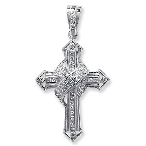 Exquisite Silver Cz Cross Pendant - Sakakini Jewellers Horsham