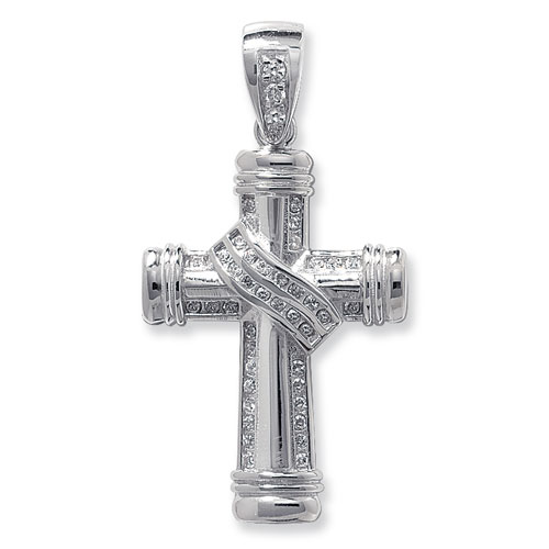 Fine Silver Cz Cross Pendant - Sakakini Jewellers Horsham