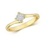 Diamond Brilliant Set Crossover Engagement Ring in 9ct Gold - Sakakini Jewellers Horsham
