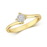 Diamond Brilliant Set Crossover Engagement Ring in 9ct Gold - Sakakini Jewellers Horsham