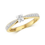 Diamond Solitaire with Grain Set Shoulders Engagement Ring in 9ct Gold - Sakakini Jewellers Horsham