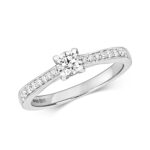 Diamond Solitaire with Grain Set Shoulders Engagement Ring in 9ct White Gold - Sakakini Jewellers Horsham