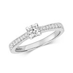 Diamond Solitaire with Grain Set Shoulders Engagement Ring in 9ct White Gold - Sakakini Jewellers Horsham