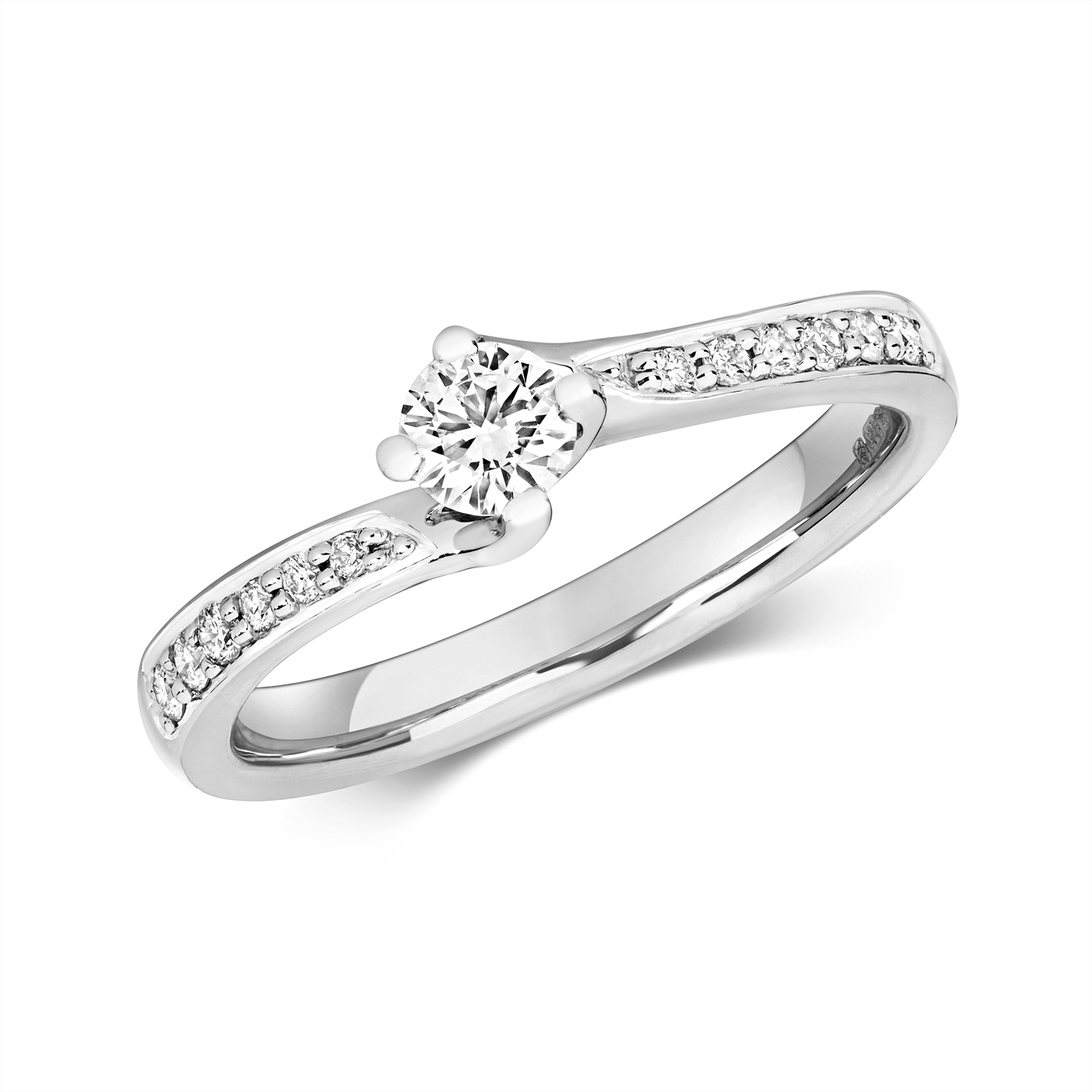 rd638w_ah.jpg Diamond Solitaire with Grain Set Shoulders Engagement Ring in 9ct White Gold - Sakakini Jewellers Horsham