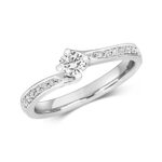 Diamond Solitaire with Grain Set Shoulders Engagement Ring in 9ct White Gold - Sakakini Jewellers Horsham