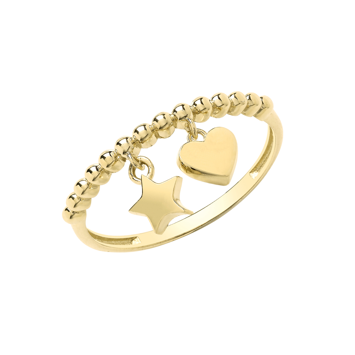 9ct Gold Bobble Ring with Charms - Sakakini Jewellers Horsham