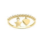 9ct Gold Bobble Ring with Charms - Sakakini Jewellers Horsham