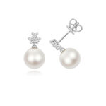 Lab Grown Diamond and Fresh Water Pearl Earrings in Silver (2.41g) - Sakakini Jewellers Horsham