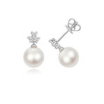 Lab Grown Diamond and Fresh Water Pearl Earrings in Silver (2.41g) - Sakakini Jewellers Horsham